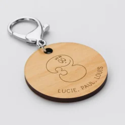 Hot HappyBulle Porte-clés personnalisé gravé bois médaille ronde 50 mm - x Barbapapa