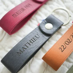 Online HappyBulle Porte-clés personnalisé gravé cuir lanière 25x100 mm