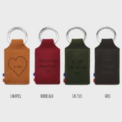 Discount HappyBulle Porte-clés personnalisé gravé cuir rectangle 40x62 mm