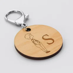 Sale HappyBulle Porte-clés personnalisé initiale gravé bois médaille ronde 50 mm - x Marie Savart