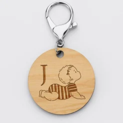 Sale HappyBulle Porte-clés personnalisé initiale gravé bois médaille ronde 50 mm - x Marie Savart