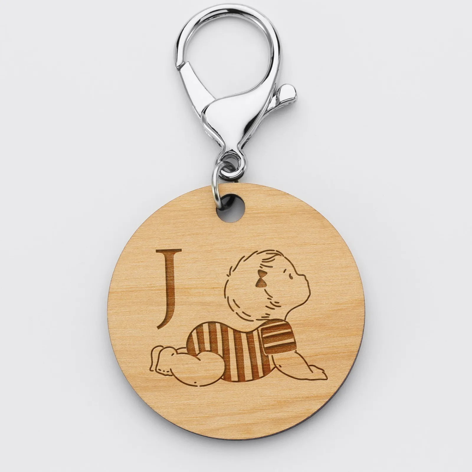 Sale HappyBulle Porte-clés personnalisé initiale gravé bois médaille ronde 50 mm - x Marie Savart