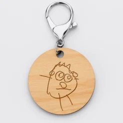 Sale HappyBulle Porte-clés personnalisé initiale gravé bois médaille ronde 50 mm - x Marie Savart