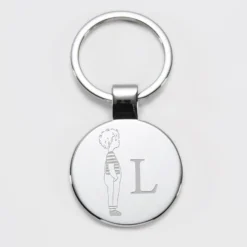 Online HappyBulle Porte-clés personnalisé initiale gravé acier rond 37 mm - x Marie Savart