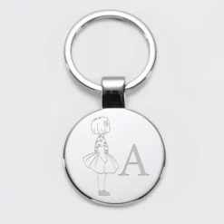 Online HappyBulle Porte-clés personnalisé initiale gravé acier rond 37 mm - x Marie Savart