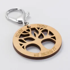 Hot HappyBulle Porte-clés personnalisé médaille gravée bois arbre de vie 50 mm
