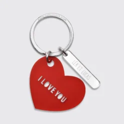 Outlet HappyBulle Porte-clés personnalisé médailles coeur acrylique rouge et breloque miroir gravée 40x8 mm