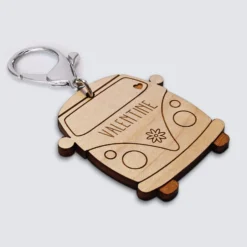 Online HappyBulle Porte-clés personnalisé médaille gravée bois Voiture Van