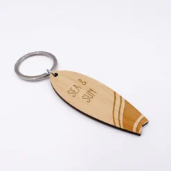 Clearance HappyBulle Porte-clés personnalisé médaille gravée bois Planche de Surf