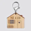 New HappyBulle Porte-clés personnalisé médaille gravée bois Maison "Home Sweet Home"