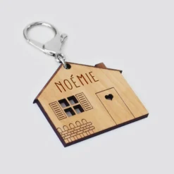 New HappyBulle Porte-clés personnalisé médaille gravée bois Maison "Home Sweet Home"