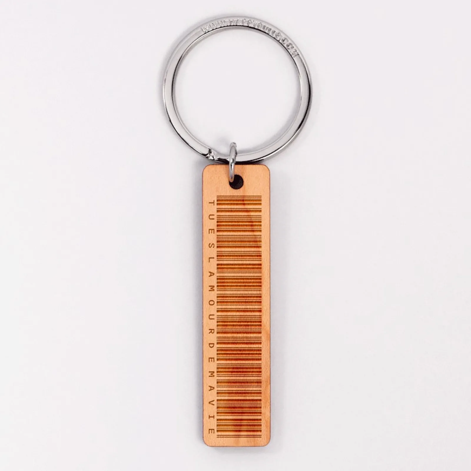 Online HappyBulle Porte-clés personnalisé "message codé" médaille gravée bois plaque 16x66 mm