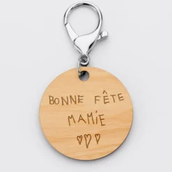 Clearance HappyBulle Porte-clés personnalisé prénoms médaille gravée bois ronde 50 mm 