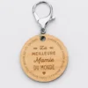 Discount HappyBulle Porte-clés personnalisé prénoms médaille gravée bois ronde 50 mm "La meilleure Mamie du monde"