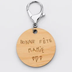 Discount HappyBulle Porte-clés personnalisé prénoms médaille gravée bois ronde 50 mm 
