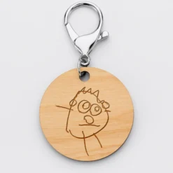 Clearance HappyBulle Porte-clés personnalisé prénoms médaille gravée bois ronde 50 mm