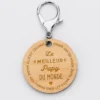 New HappyBulle Porte-clés personnalisé prénoms médaille gravée bois ronde 50 mm "Le meilleur Papy du monde"