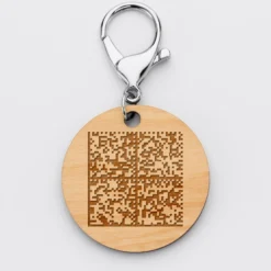 Sale HappyBulle Porte-clés QR Code personnalisé gravé bois médaille ronde 50 mm