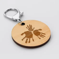 Sale HappyBulle Porte-clés QR Code personnalisé gravé bois médaille ronde 50 mm