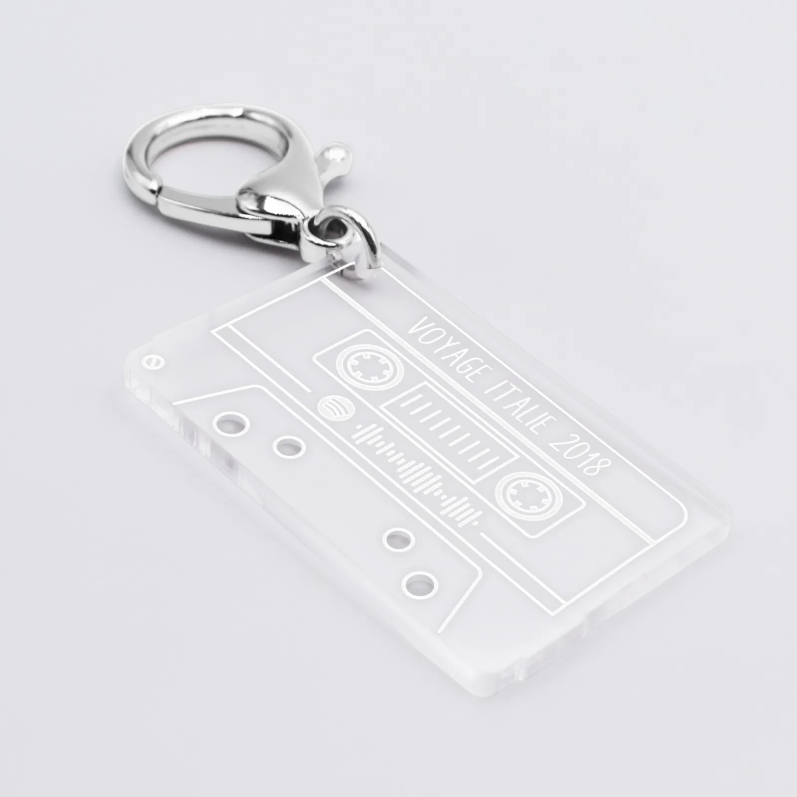 New HappyBulle Porte clés Spotify personnalisé gravé cassette rétro Acrylique