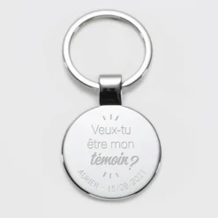 Online HappyBulle Porte-clés témoin homme personnalisé gravé acier rond 37 mm