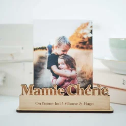 Discount HappyBulle Porte-photo personnalisé bois gravé chérie Mamie