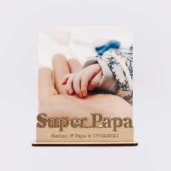 Hot HappyBulle Porte-photo personnalisé bois gravé Super Papa