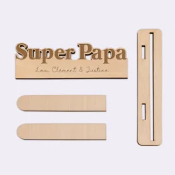 Hot HappyBulle Porte-photo personnalisé bois gravé Super Papa