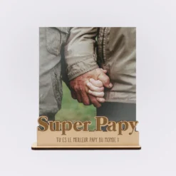 Outlet HappyBulle Porte-photo personnalisé bois gravé Super Papy