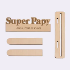 Outlet HappyBulle Porte-photo personnalisé bois gravé Super Papy