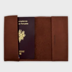Clearance HappyBulle Protège passeport personnalisé cuir couleur Fauve EVG