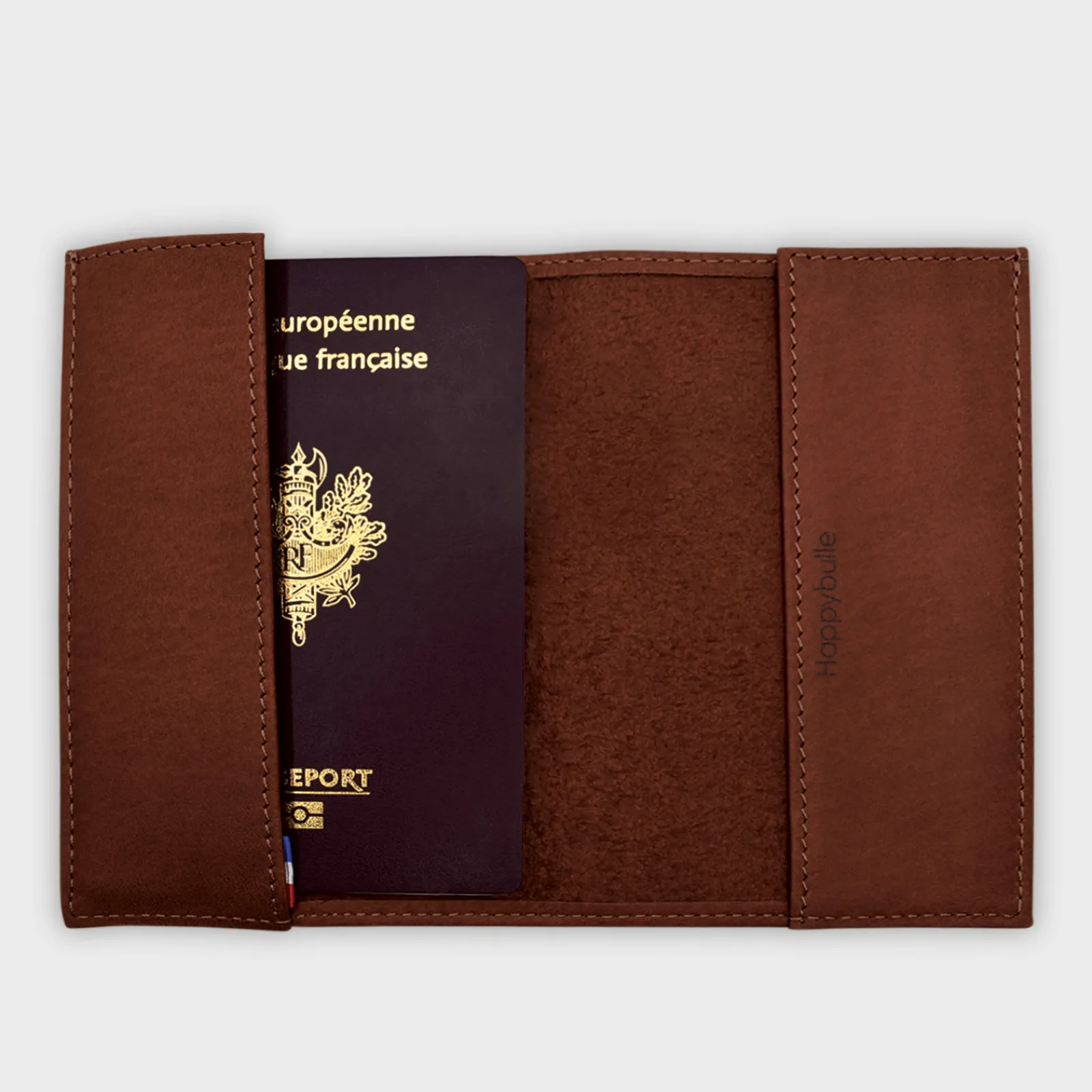 Clearance HappyBulle Protège passeport personnalisé cuir couleur Fauve EVG