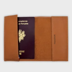 Best HappyBulle Protège passeport personnalisé cuir couleur Caramel Mariée