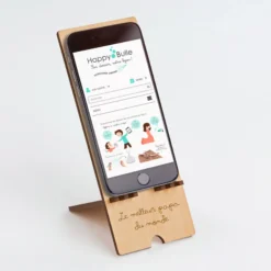 Discount HappyBulle Support téléphone personnalisé bois gravé
