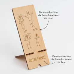 Discount HappyBulle Support téléphone personnalisé bois gravé