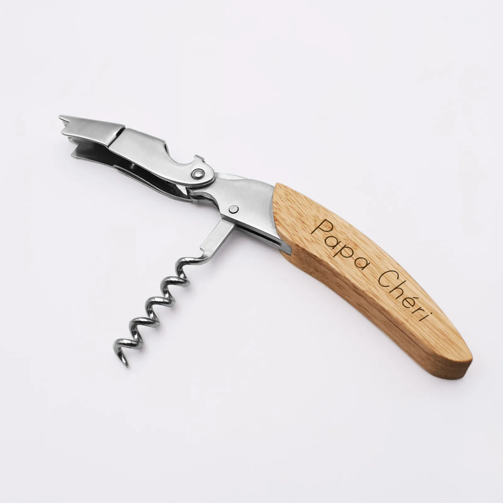 HappyBulle Tire-bouchon personnalisé bois gravé 12,5x3 cm