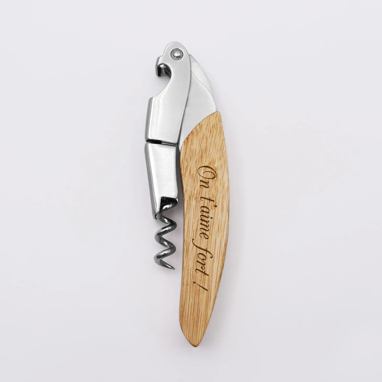 HappyBulle Tire-bouchon personnalisé bois gravé 12,5x3 cm