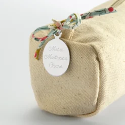 Clearance HappyBulle Trousse en coton avec noeud Liberty et médaille acier personnalisée