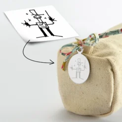 Clearance HappyBulle Trousse en coton avec noeud Liberty et médaille acier personnalisée